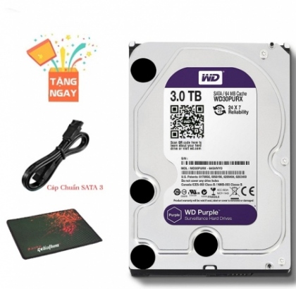 Ổ cứng HDD Western Digital Purple 3TB 64MB Tím