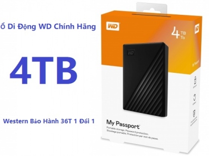 Ổ Cứng Di Động Western 4TB WD My Passport HDD Portable WDBPKJ0040BBK (Bản mới)