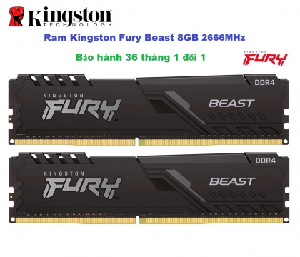 Ram Kingston Fury Beast 8GB DDR4 2666MHz